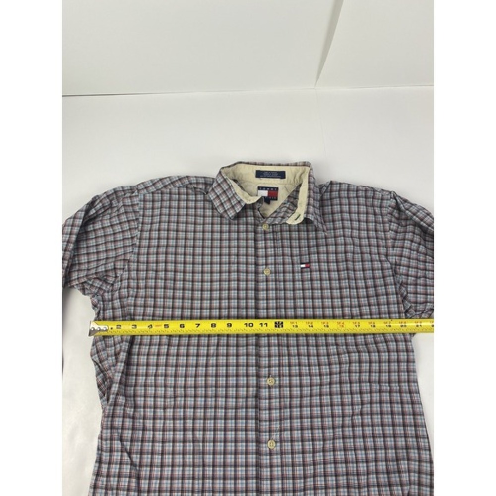 VTG 90s Tommy Hilfiger Plaid Shirt‎ Button Down Medium M Long Sleeve pocket - Picture 5 of 7
